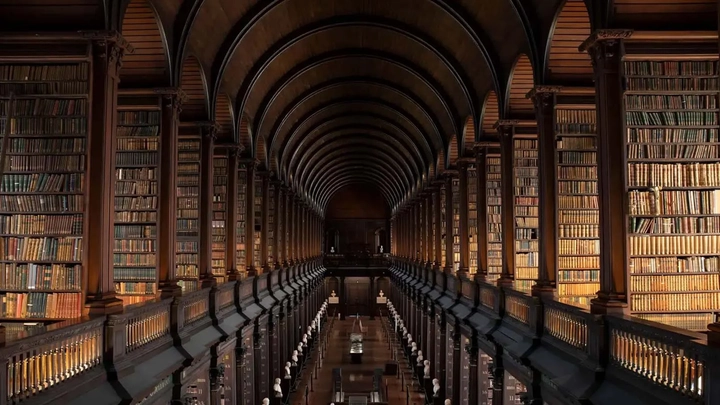 view of long room showing shelves of books