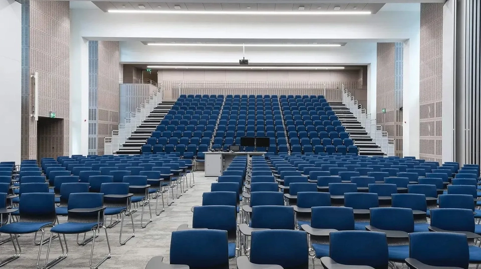 trinity business school theatre hall with seats