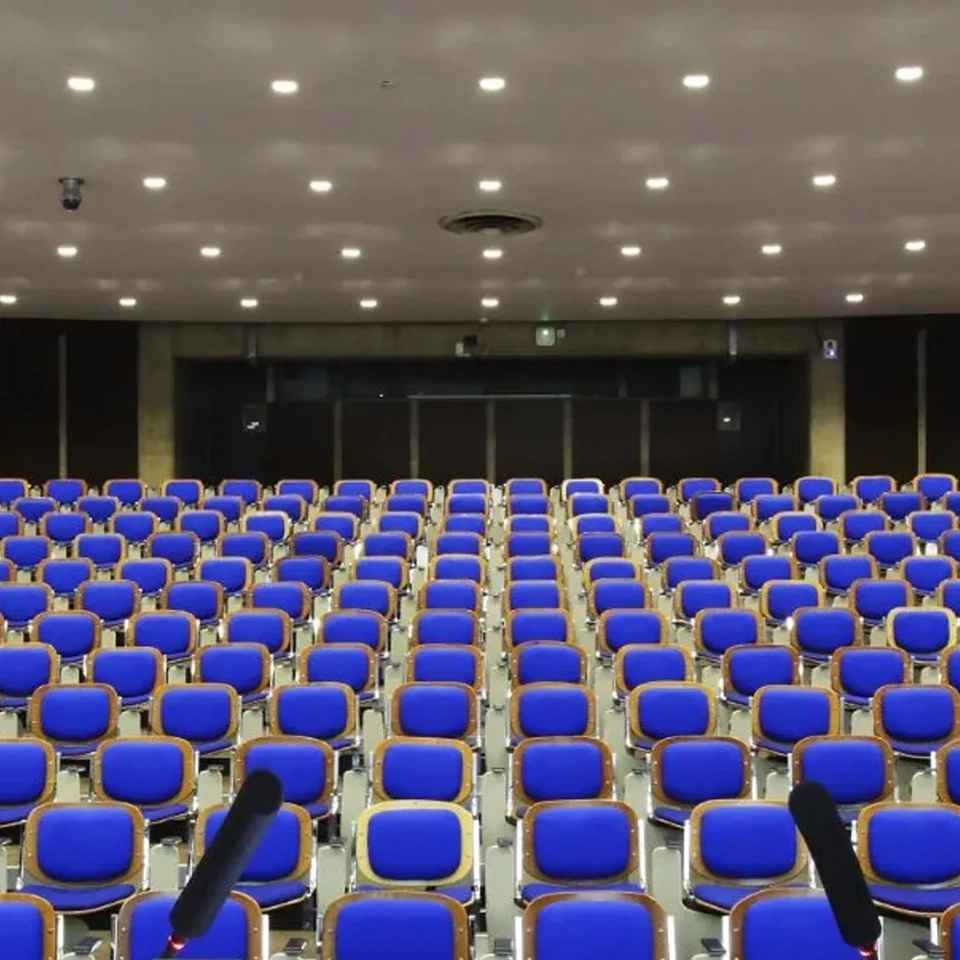 blue lecture theatre seats