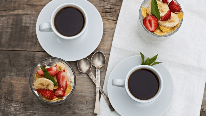 coffee and breakfast foods