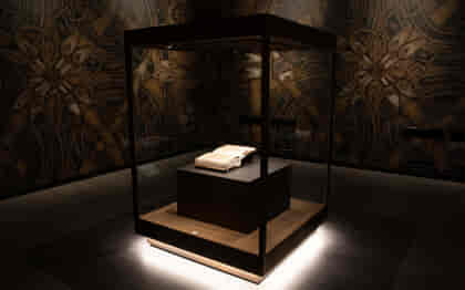 The Book of Kells on display in its case